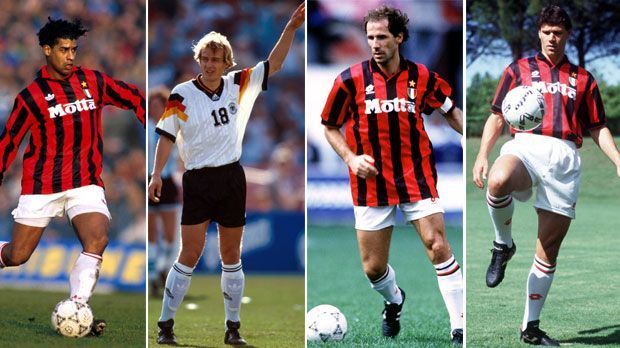 
                <strong>Rijkaar, Klinsmann, Baresi, Van Basten</strong><br>
                Zu den Superstars der damaligen Zeit gehören Frank Rijkaard, Jürgen Klinsmann, Franco Baresi und Marco van Basten. Wie die rot-schwarzen Trikots vermuten lassen, ist der AC Mailand eine ganz große Nummer.
              