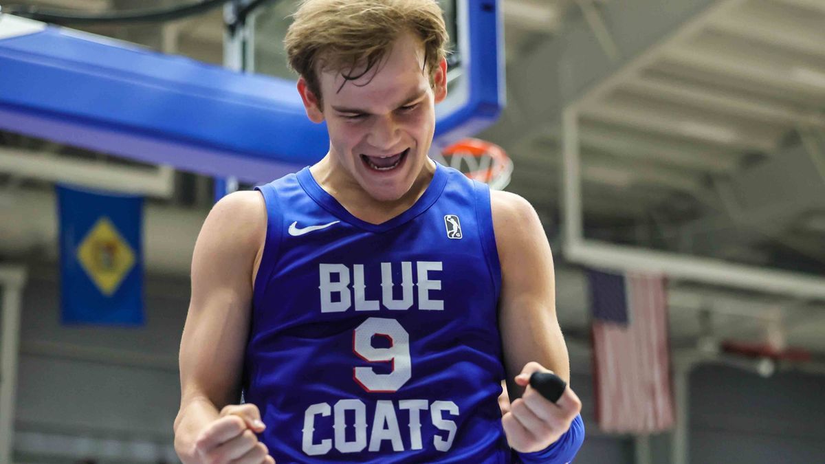 April 4, 2023, Wilmington, Delaware, United States of America: Delaware Blue Coats guard MAC MCCLUNG (9) celebrates during game one of the NBA, Basketball Herren, USA G League Finals between the De...