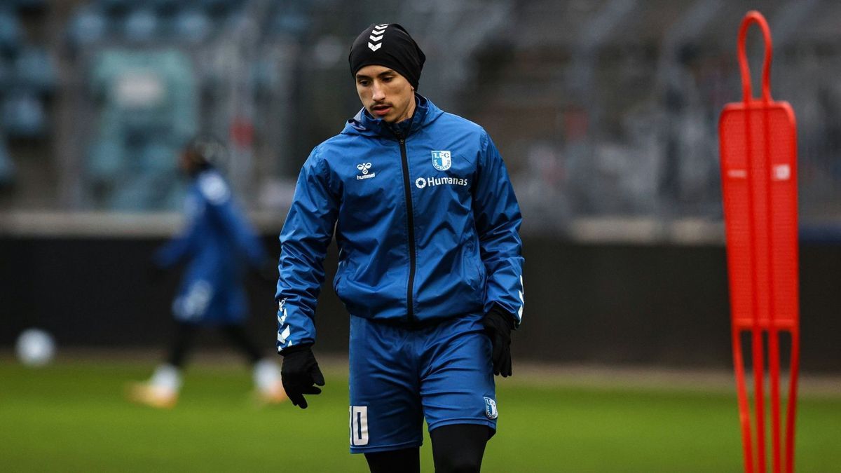 Jason Ceka im Training der Magdeburger