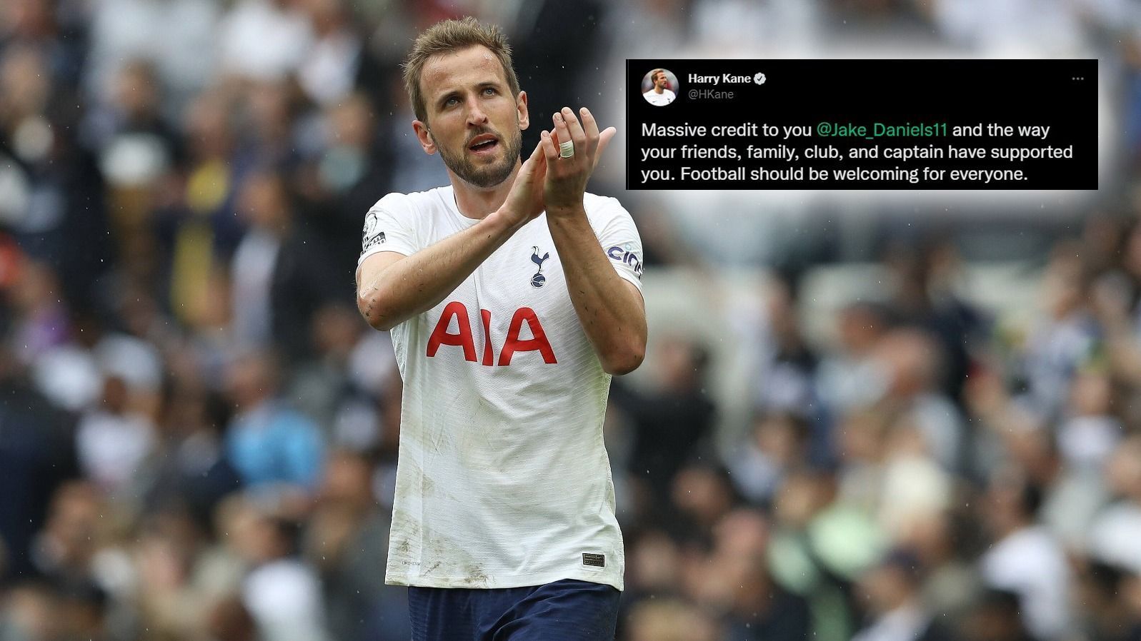 
                <strong>Harry Kane</strong><br>
                Englands Nationalspieler Harry Kane zollte dem Stürmer von Blackpool große Anerkennung: "Großen Respekt an dich, Jake Daniels. Und wie dich deine Familie, deine Freunde, dein Klub und Kapitän dabei unterstützt haben. Fußball sollte für jeden einladend sein", postete Kane auf seinem Twitter-Kanal. 
              