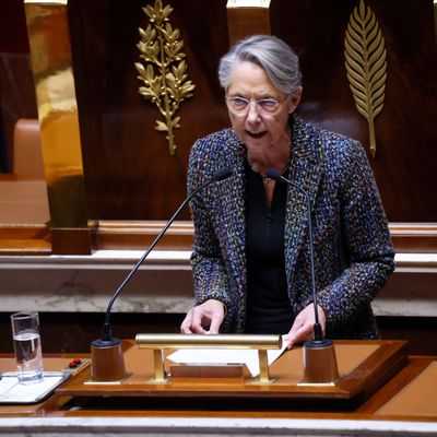 Elisabeth Borne, Premierministerin von Frankreich, hält eine Rede in der Nationalversammlung.