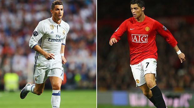 
                <strong>Cristiano Ronaldo</strong><br>
                Cristiano Ronaldo ist das wohl prominenteste Beispiel: In seiner sechsjährigen Zeit bei Manchester United reifte der Portugiese zum Weltstar. Seit er 2009 für die damalige Rekordablösesumme von 94 Millionen Euro zu Real Madrid wechselte, bricht er bei den Madrilenen Rekord um Rekord.
              