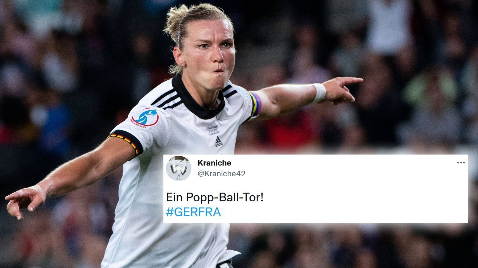 
                <strong>Ein "Popp-Ball-Tor"</strong><br>
                Alexandra Popp wurde durch ihre zwei Treffer zur Matchwinnerin. Beim 2:1 setzte sich die Angreiferin einmal mehr unnachahmlich gegen die Französinnen in der Luft durch und köpfte zum Siegtreffer ein.
              