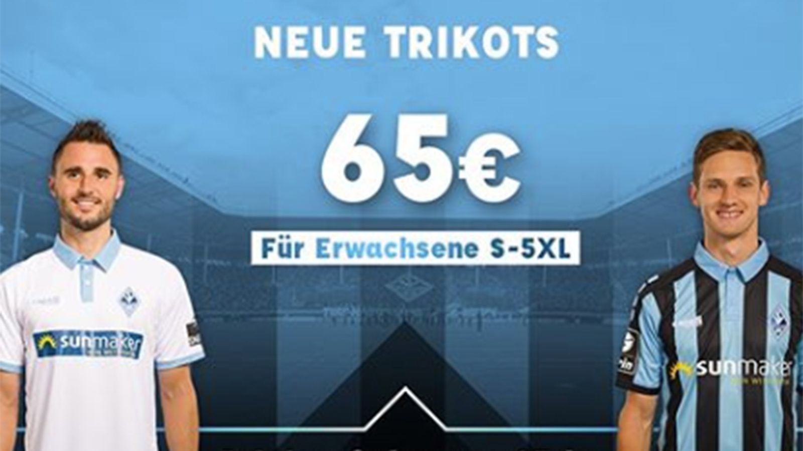 
                <strong>SV Waldhof Mannheim </strong><br>
                Heimtrikot: hellblau, schwarzAuswärtstrikot: weißAusrüster: CapelliPreis: 65 Euro
              