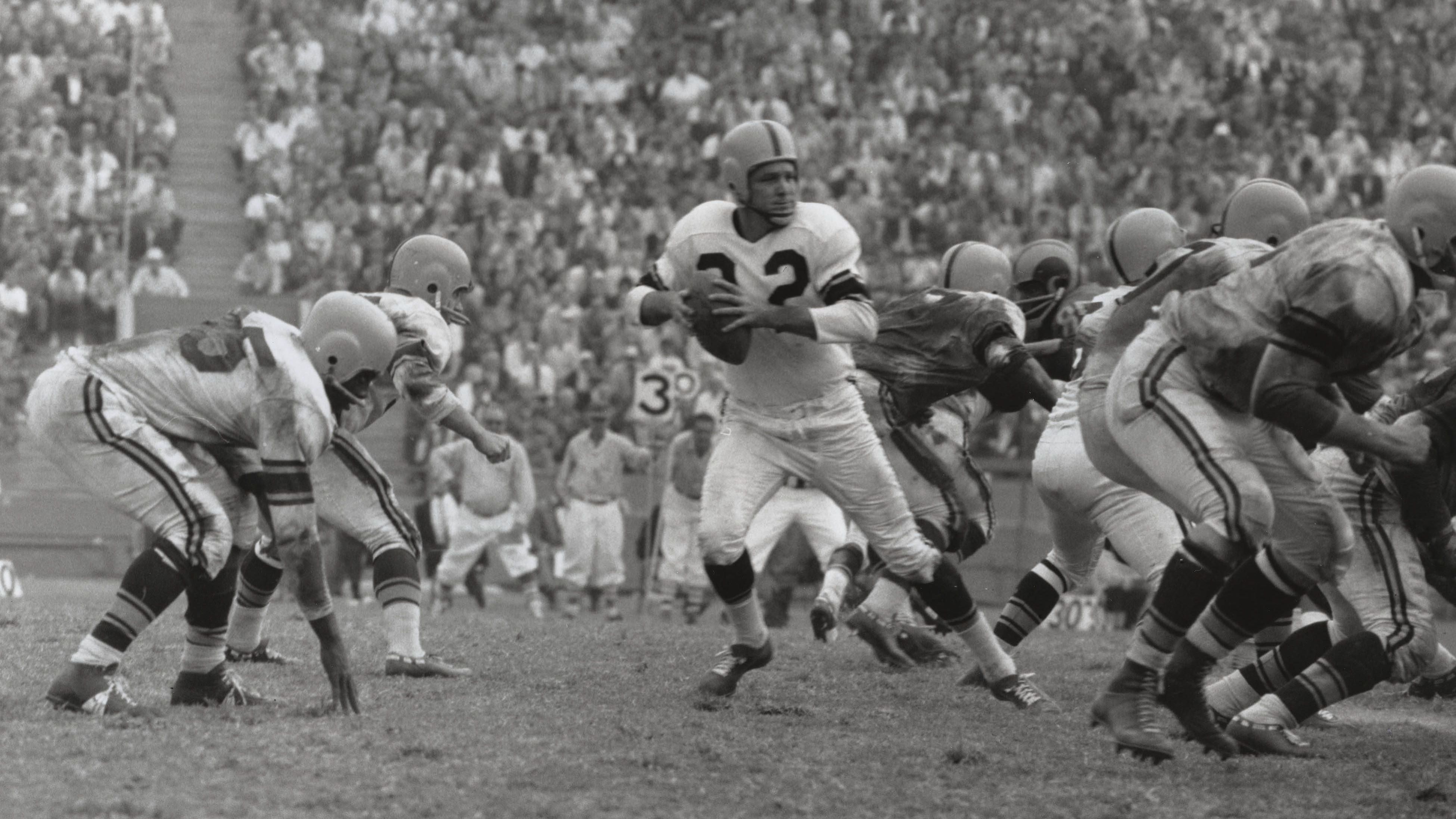 Team: Detroit Lions<br>Letzter All-Pro-Quarterback: Bobby Layne (hier im Trikot nach seinem Wechsel zu den Steelers)<br>Jahr: 1958