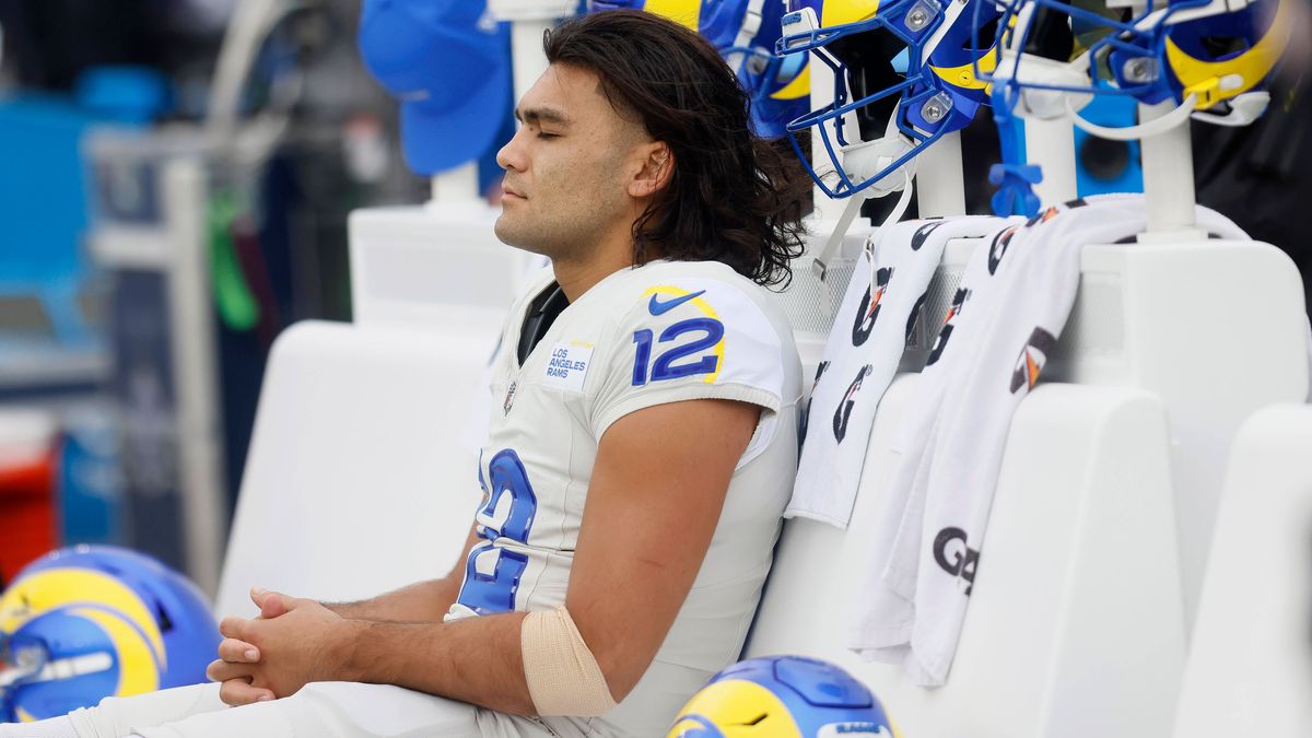 October 12, 2025: Los Angeles Rams wide receiver Puka Nacua (12) during a game against the Baltimore Ravens at M&T Bank Stadium in Baltimore, MD. Photo Mike Buscher Cal Media. Baltimore USA - ZUMAc...