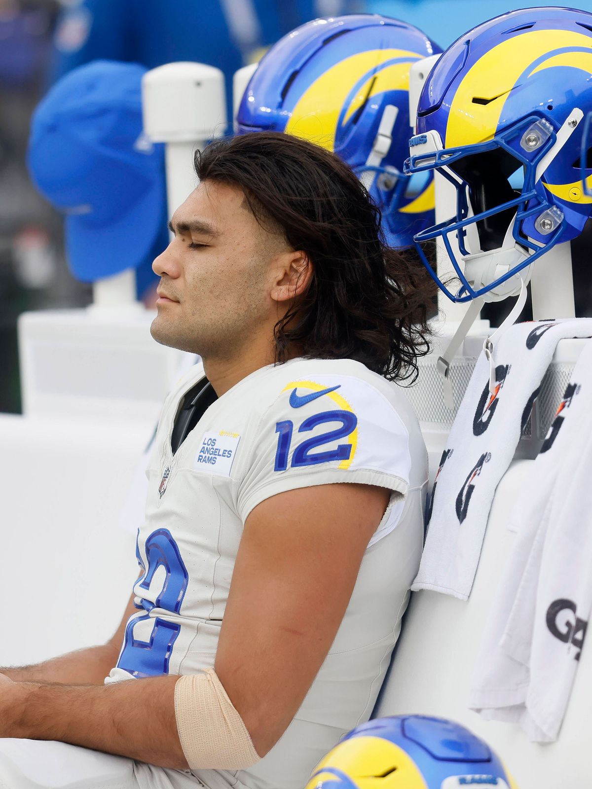 October 12, 2025: Los Angeles Rams wide receiver Puka Nacua (12) during a game against the Baltimore Ravens at M&T Bank Stadium in Baltimore, MD. Photo Mike Buscher Cal Media. Baltimore USA - ZUMAc...