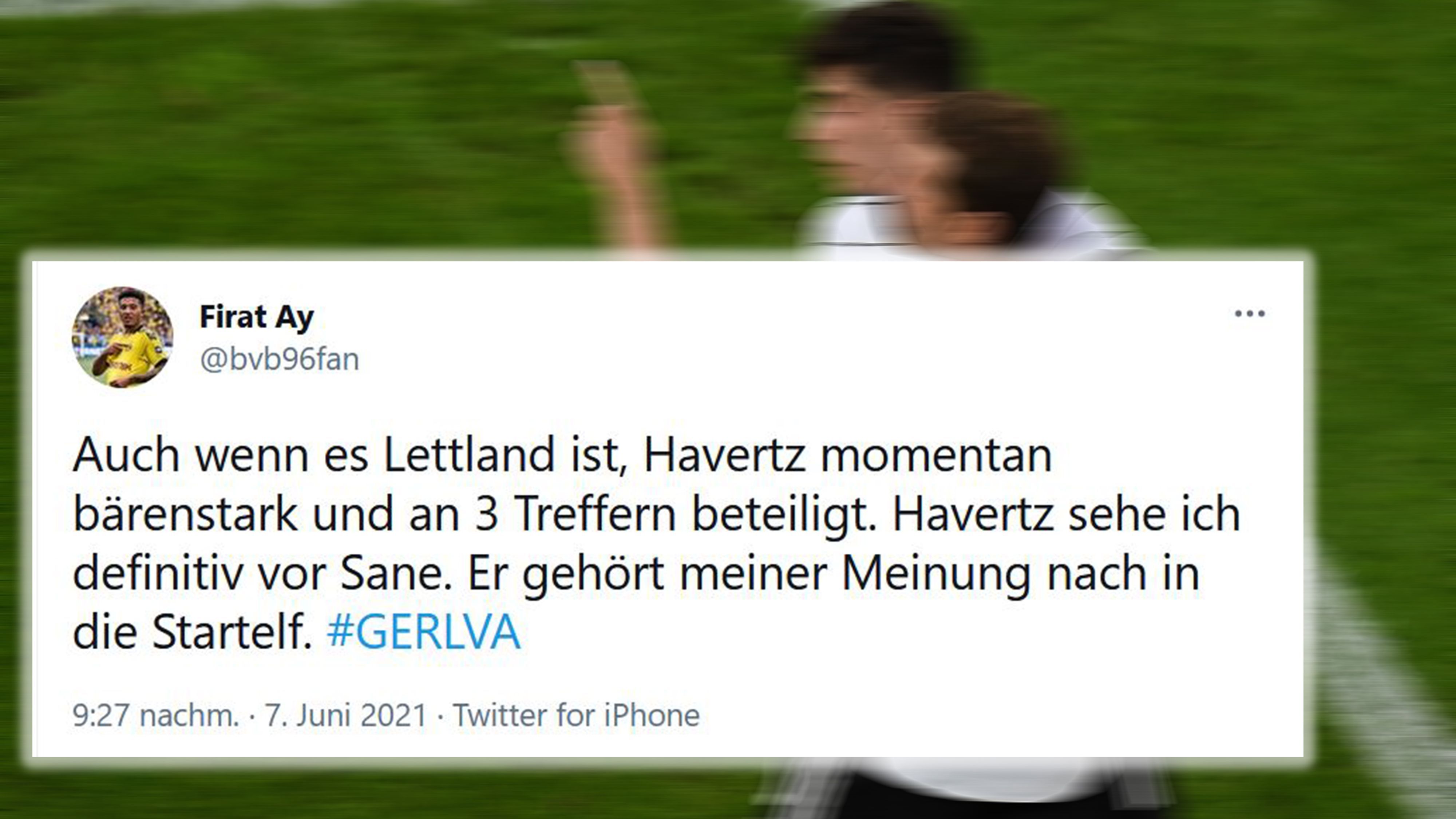 
                <strong>Ein Havertz in Topform muss spielen!</strong><br>
                Kai Havertz konnte nach seinem Tor im Champions-League-Finale erneut brillieren. Ein Havertz in dieser Form muss doch eigentlich in die Startelf - oder Jogi?
              