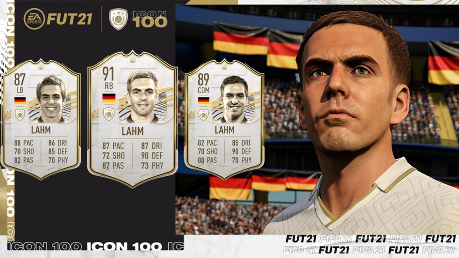 
                <strong>Phillip Lahm</strong><br>
                Position: Linksverteidigung/Defensives Mittelfeld/RechtsverteidigungBasis-Icon-Rating: 87Mid-Icon-Rating: 89Prime-Icon-Rating: 91
              