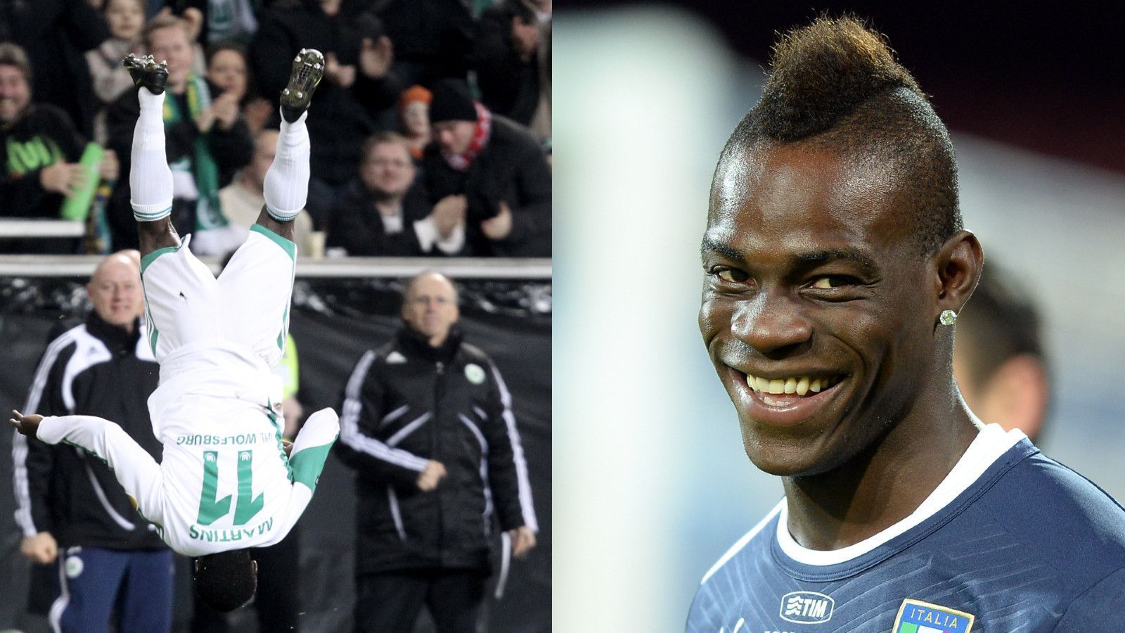 
                <strong>Mario Balotelli und Obafemi Martins</strong><br>
                Mann, war der Martins fix - während seiner Zeit bei Inter und Newcastle gab es kaum einen schnelleren Mann auf dem Platz. Und fix ging's auch mit Balotellis Schwester Abigail Barwuah. Die ehelichte der gute Obafemi, ohne sich zuvor die Erlaubnis von angry Mario einzuholen - kein guter Start.
              