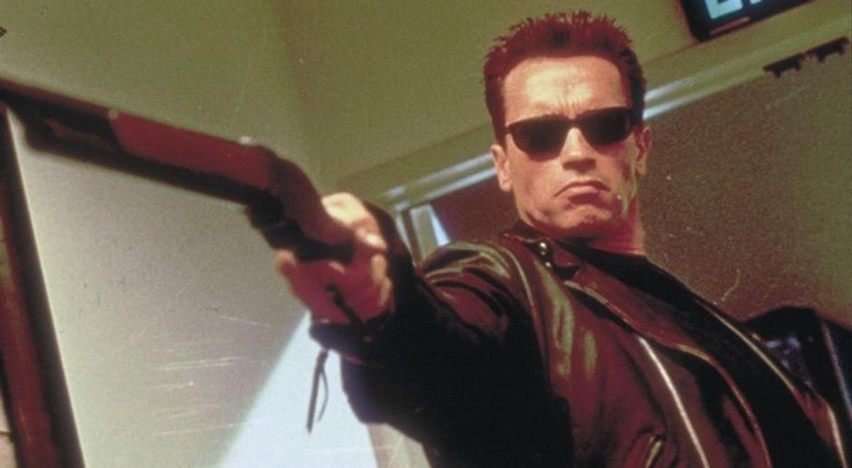 "Asta la Vista, Baby": Professionell entledigt sich der Terminator (Arnold Schwarzenegger) eines unliebsamen Feindes ...