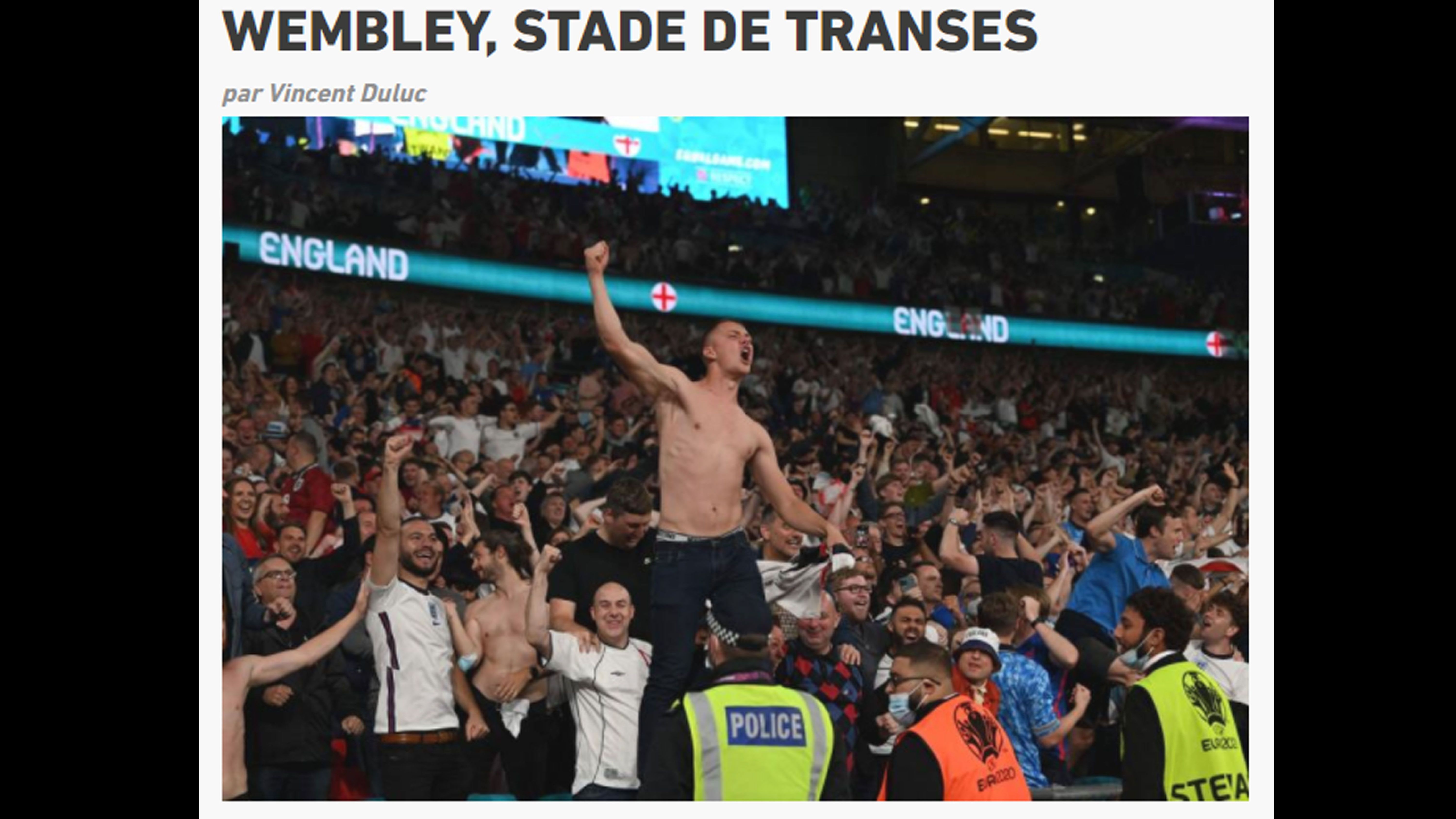 
                <strong>L´Equipe: "Wembey, ein Stadion in Trance"</strong><br>
                Viel mehr gibt es dazu nicht zu sagen. 
              