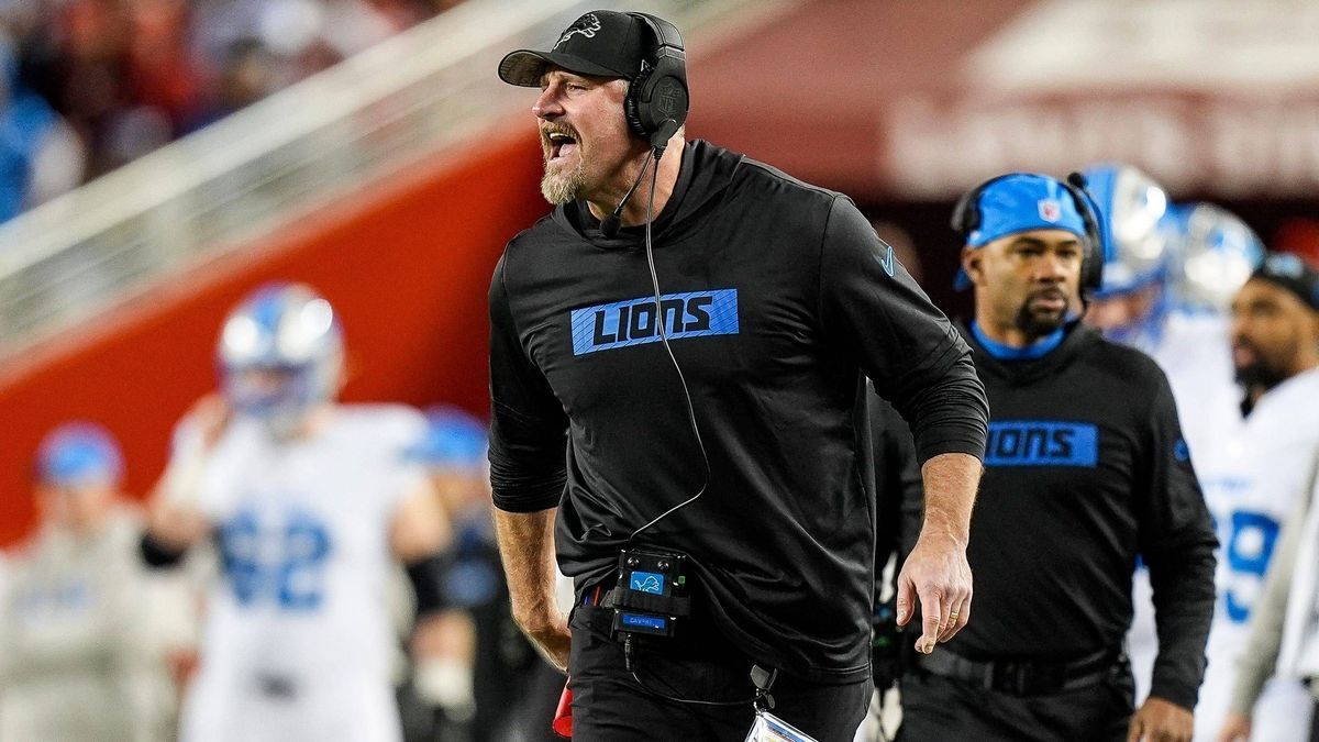 Syndication: Detroit Free Press Detroit Lions head coach Dan Campbell reacts to a play against San Francisco 49ers during the first half at Levi s Stadium in Santa Clara, Calif. on Monday, Dec. 30,...