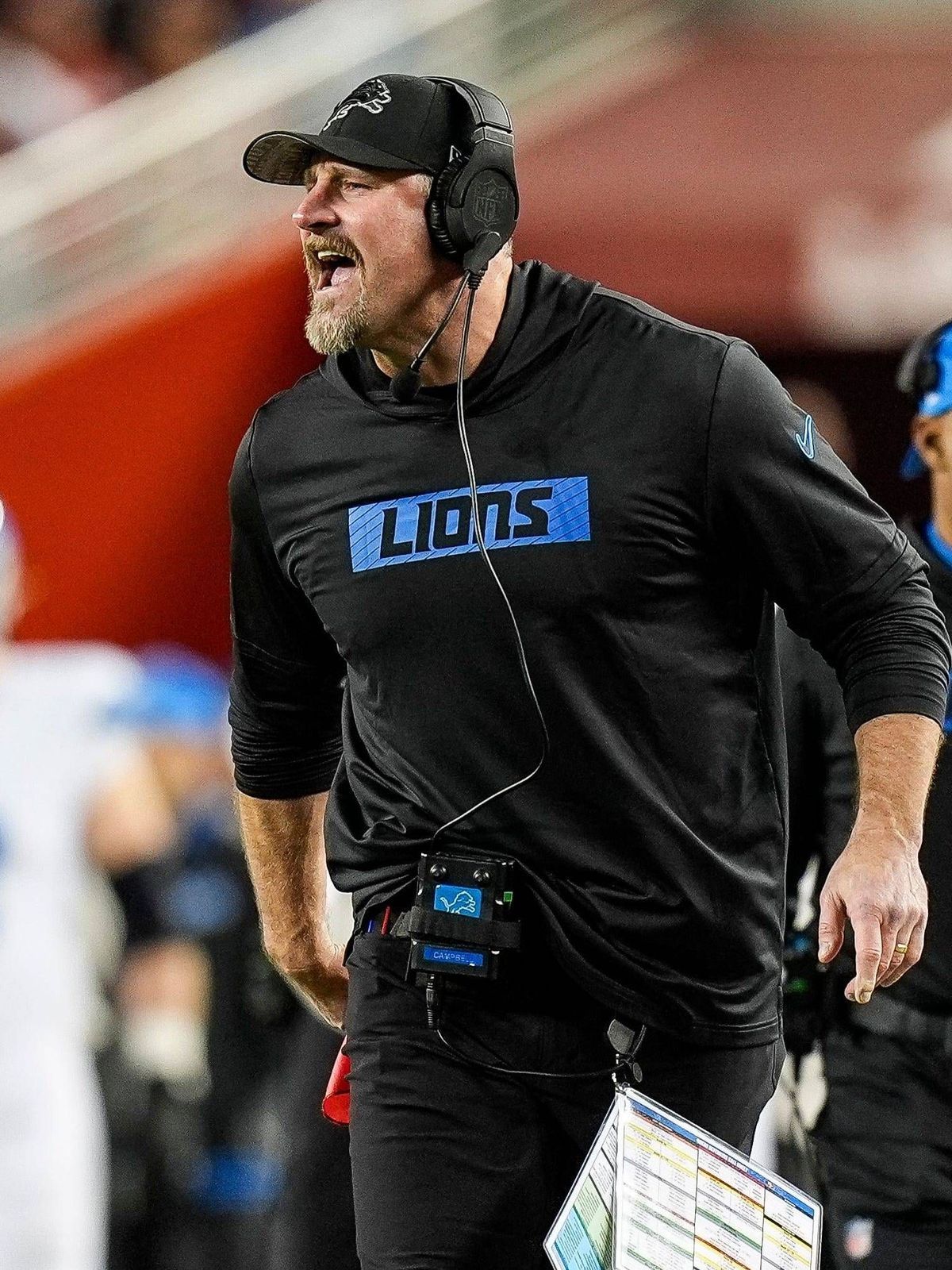 Syndication: Detroit Free Press Detroit Lions head coach Dan Campbell reacts to a play against San Francisco 49ers during the first half at Levi s Stadium in Santa Clara, Calif. on Monday, Dec. 30,...