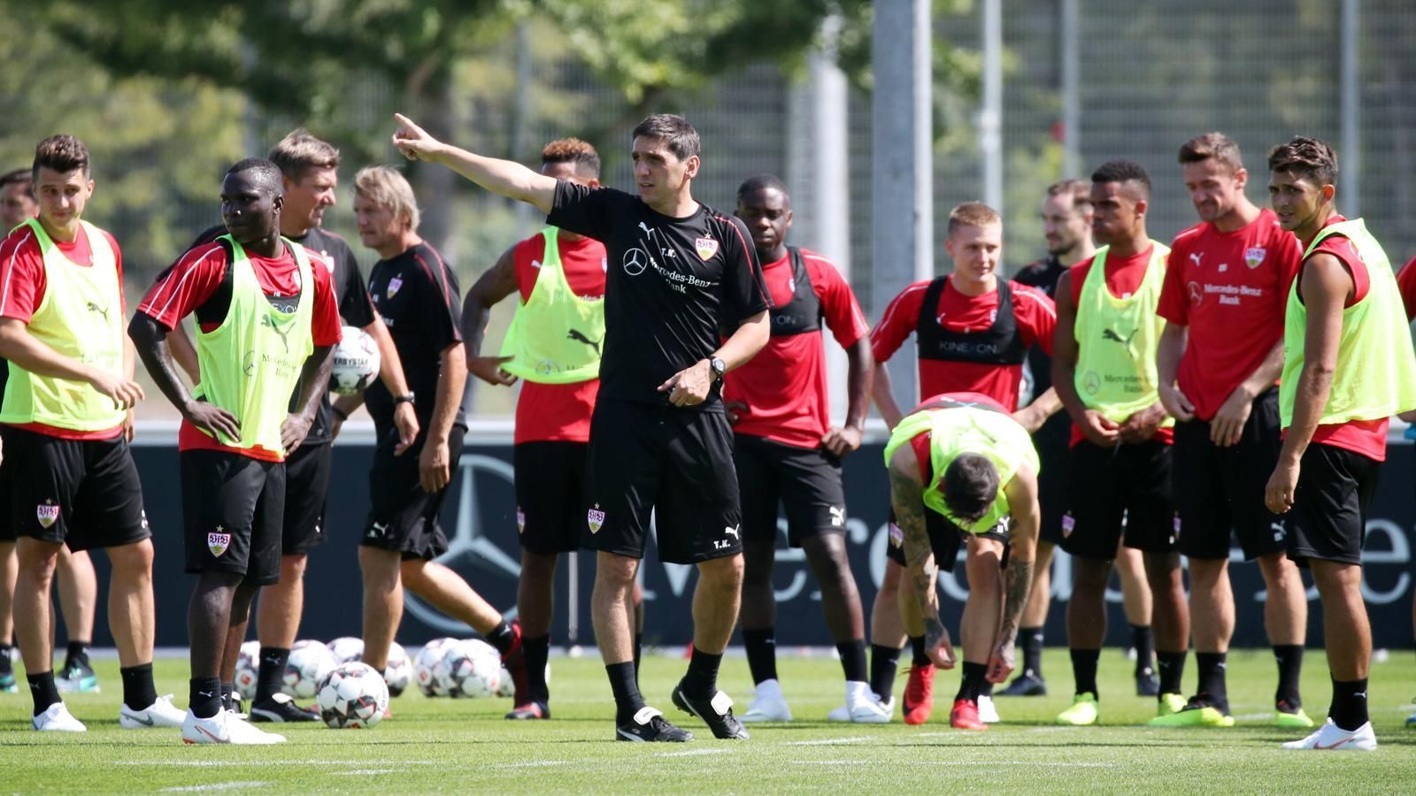 
                <strong>VfB Stuttgart</strong><br>
                In Stuttgart wird seit dem 3. Juli wieder für die neue Saison geschwitzt. Coach Tayfun Korkut mit ersten Anweisungen.
              