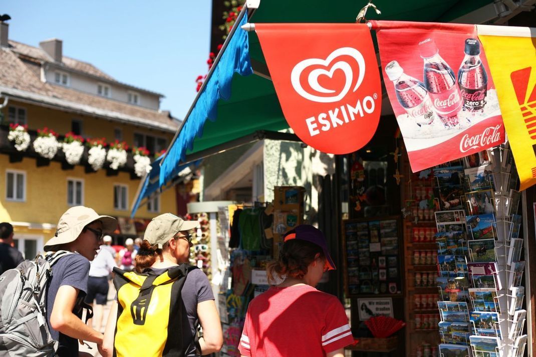 Dieses Bild zeigt das Eskimo-Logo an einem Kiosk in Österreich.
