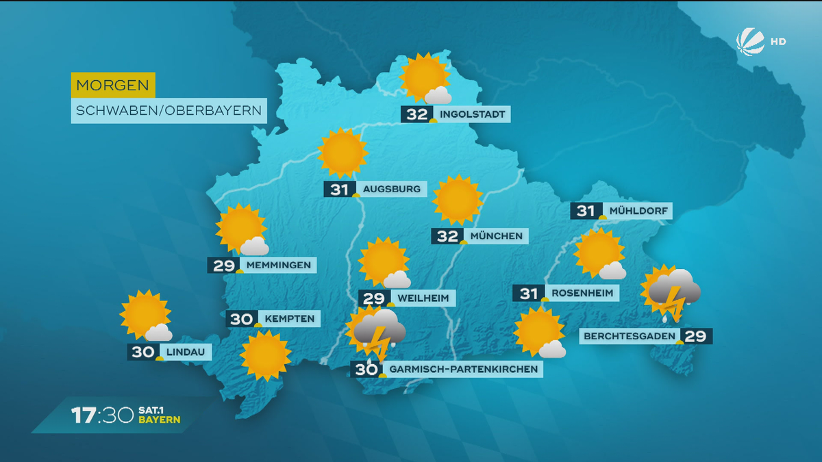 Das Bayern-Wetter vom 28.08.2024: Sonnig mit Wärmegewittern