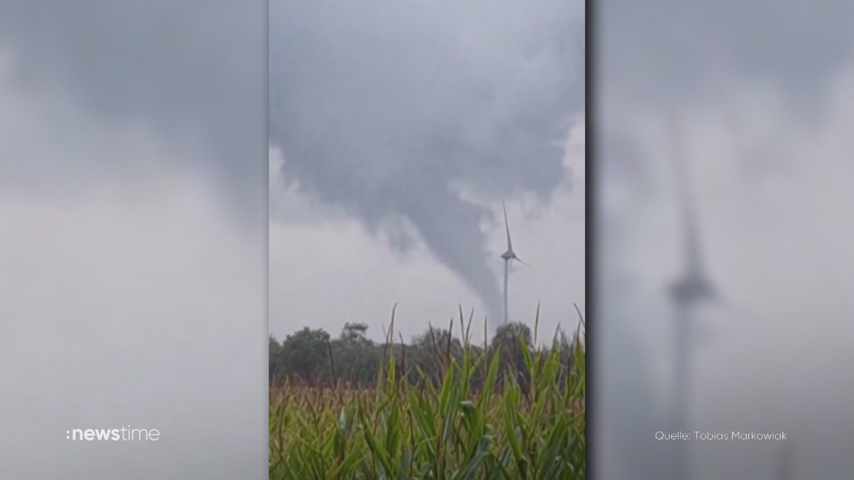 Tornadoserie in NRW: Anwohner filmen Wirbelsturm