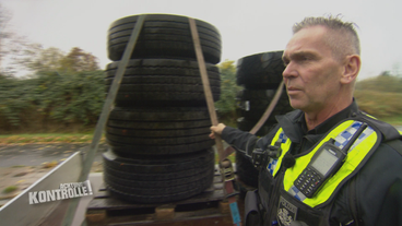 Ladungssicherung von Reifen - Hafenkontrolle Polizei Bremerhaven