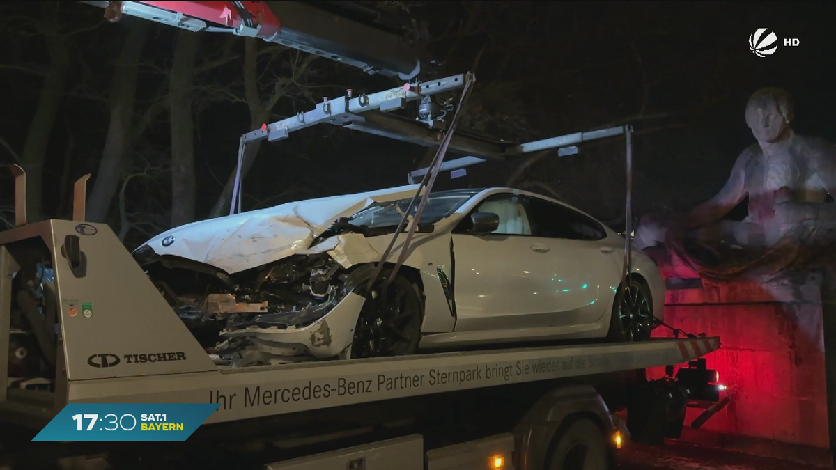 Unfall in München: Auto kracht gegen Luitpoldbrücke