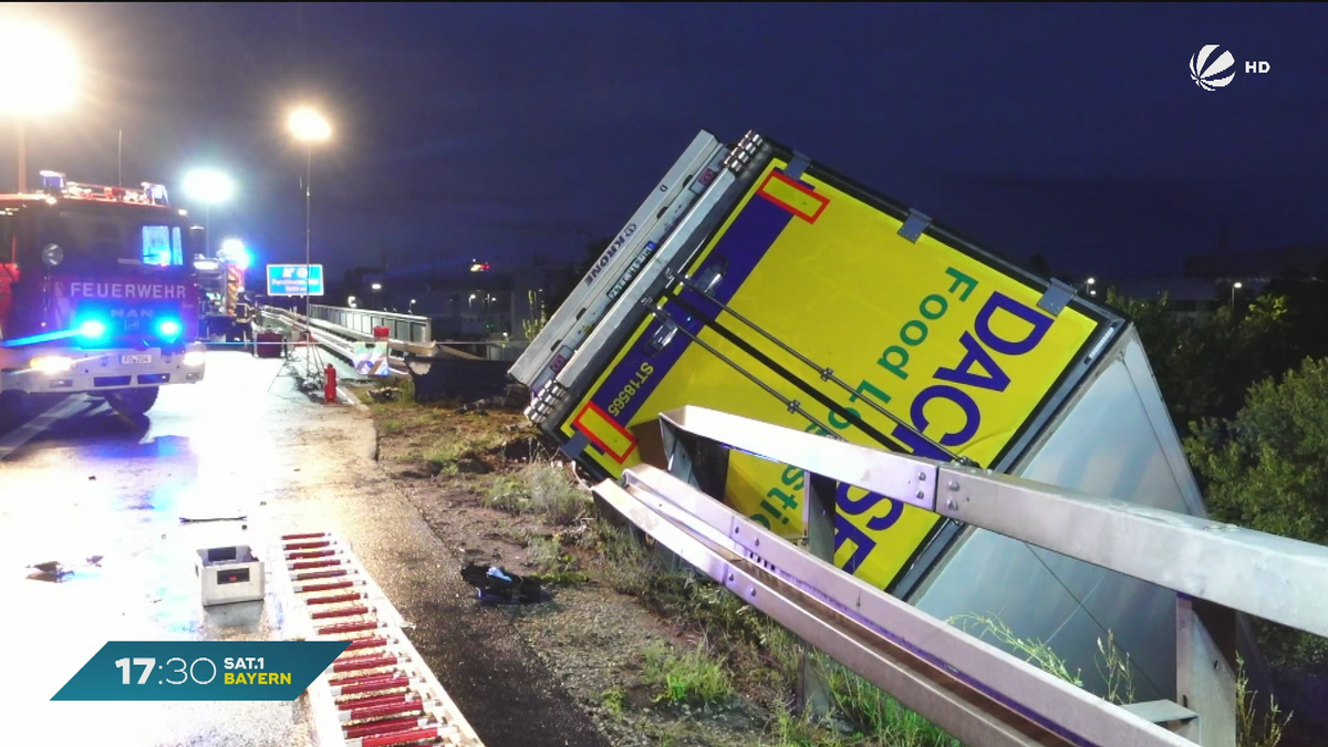 Starkregen-Unfall auf A73: Autofahrer wird von Lkw gerammt