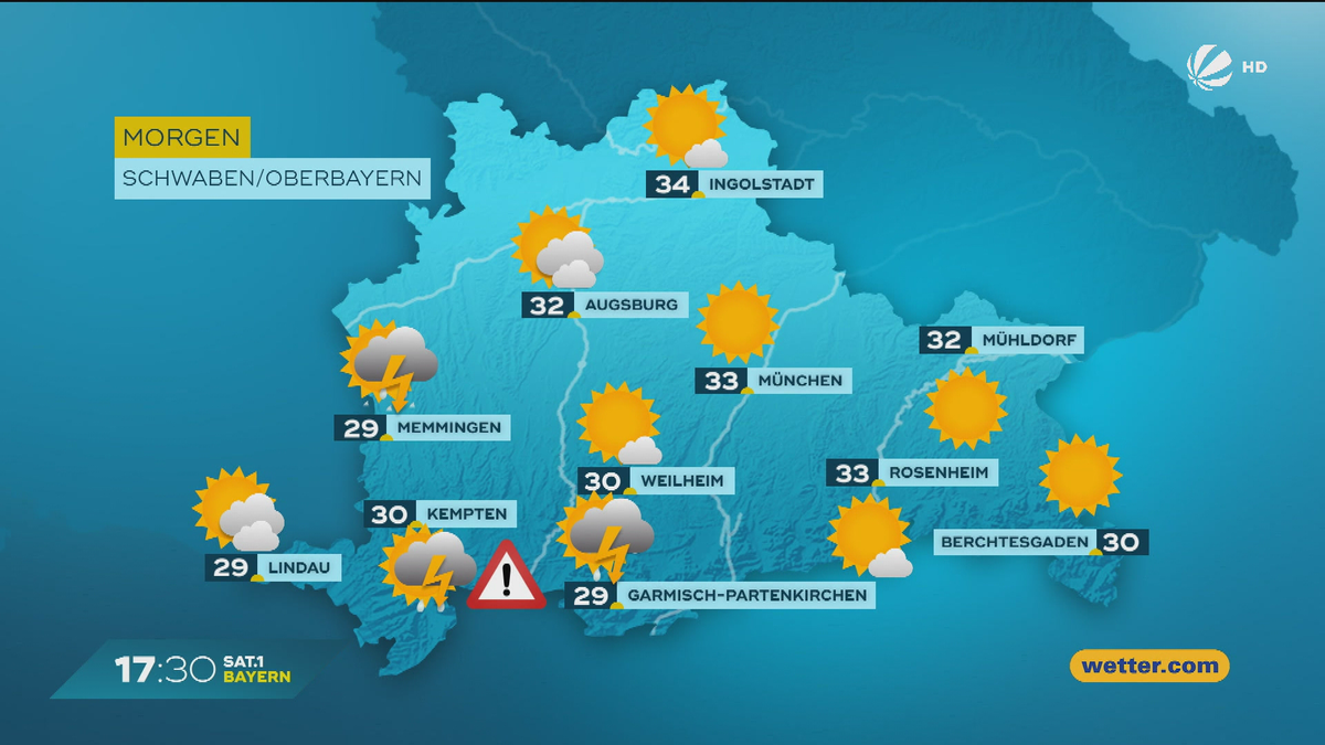 Das Bayern-Wetter vom 30.06.2025: Höchst-Temperaturen in Bayern
