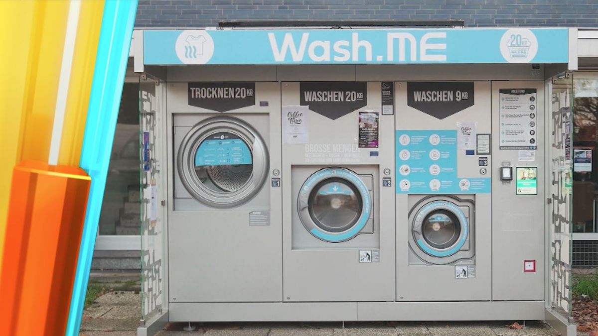 Wäsche waschen auf offener Straße dank "Waschmaschinenautomat"