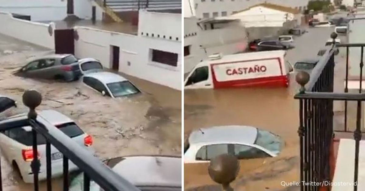 Spanien: Heftige Überflutungen reißen Autos mit sich