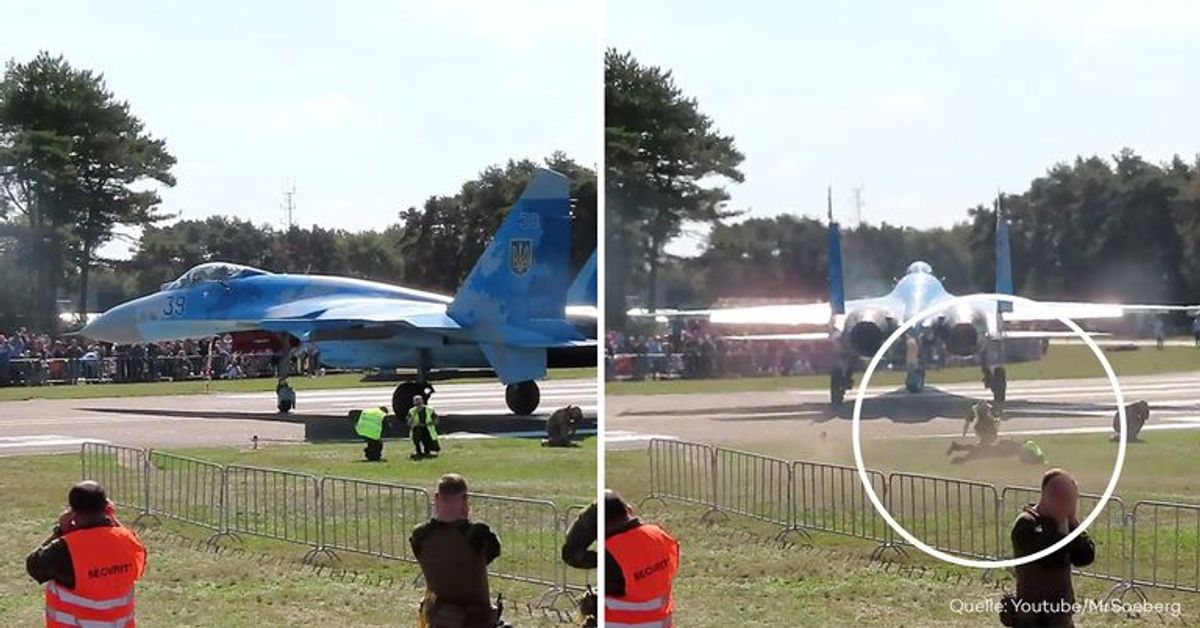 Zwischenfall bei Flugshow: Jet bläst Menschen weg