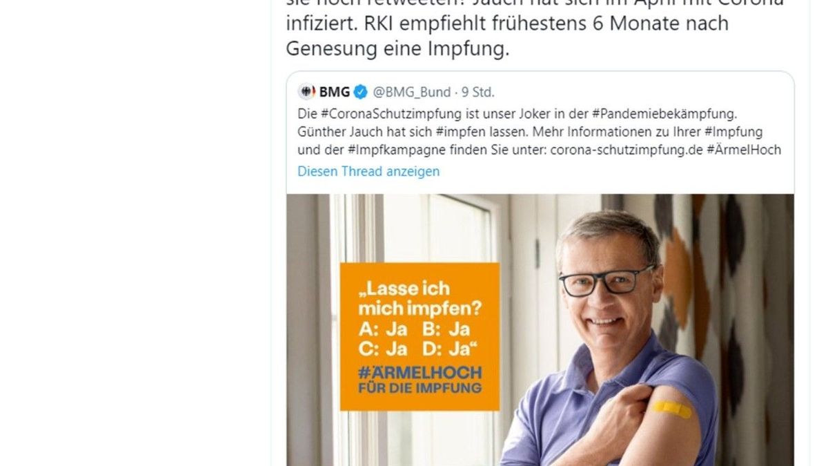 Twitter-Panne: Ministerium wirbt irrtümlich mit Jauch fürs Impfen