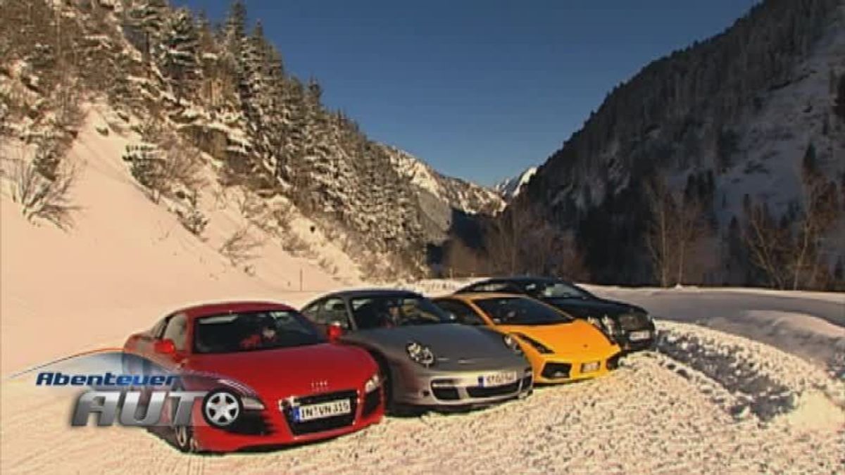 Zeitmaschine: Supersportwagen im Schnee