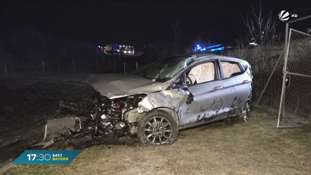 Unfall auf der A3 bei Theilheim: Auto versinkt in Wasserrückhaltebecken