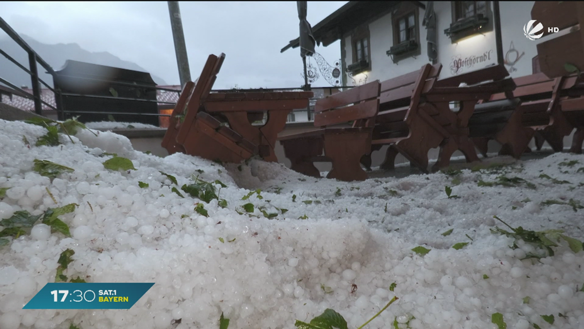 Unwetter-Lage in Bayern: Starker Hagel in Wallgau