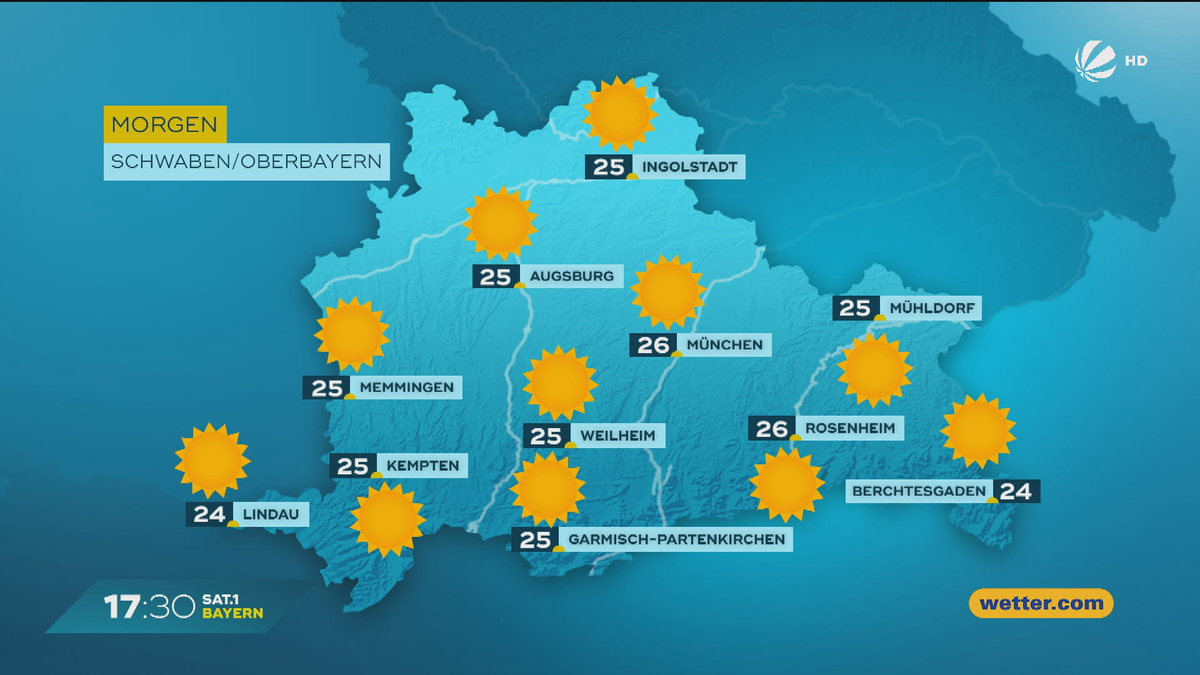 Das Bayern-Wetter vom 17.09.2025: Bis zu 30 Grad am Wochenende