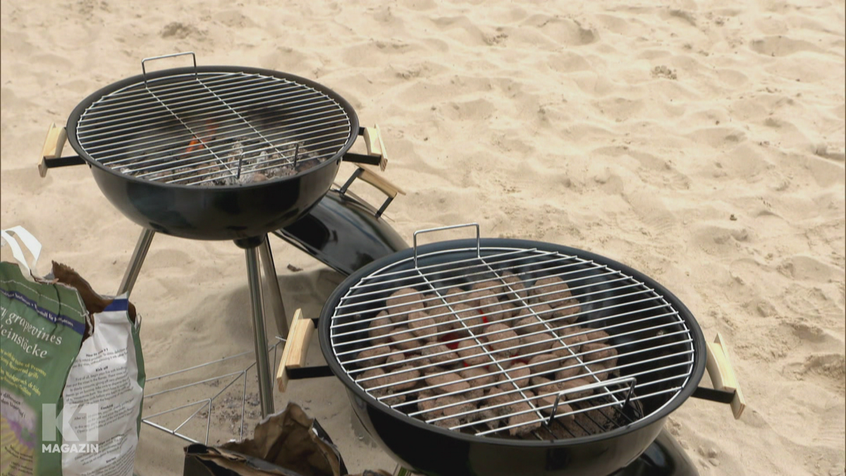 Grillen mit Olivenkernen, Kokosnussschalen und Rebstöcken