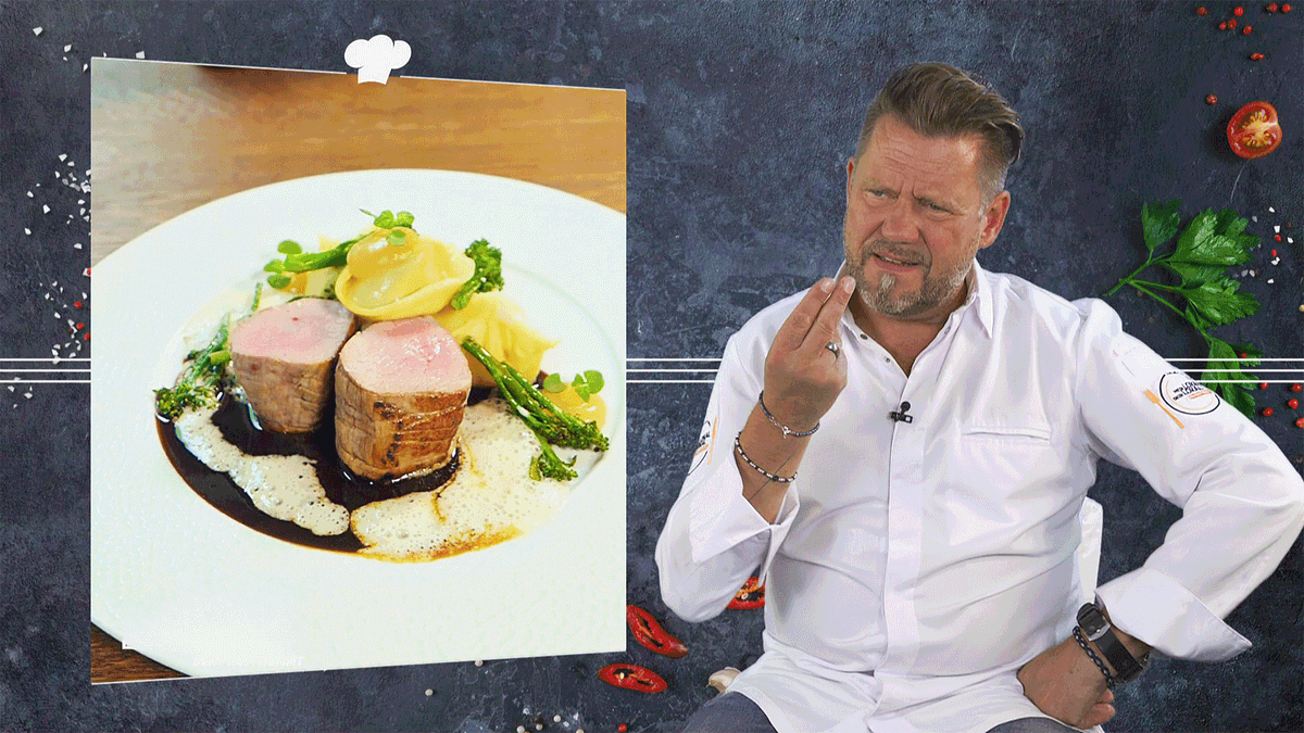 Kalbsfilet mit Birnen-Tortelloni für Mike Süsser