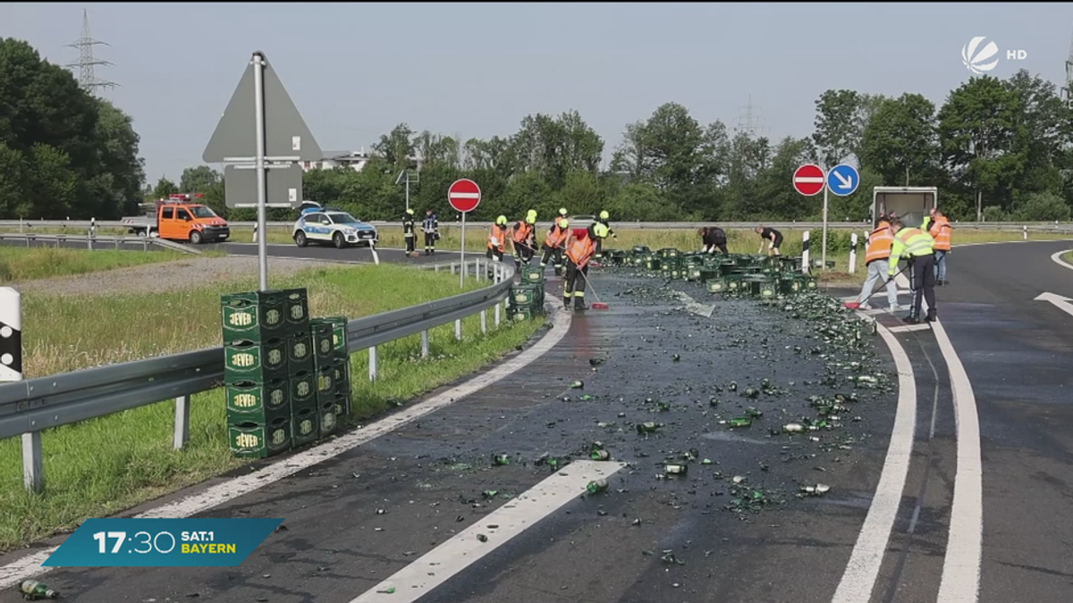100 Bierkästen auf A45: Sperrung bei Karlstein