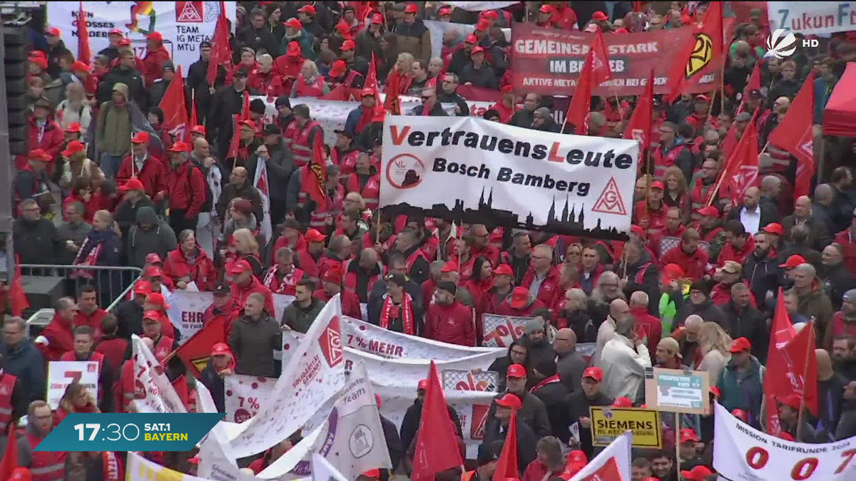 Protestmarsch in Nürnberg: Zweite Tarifrunde der Metall- und Elektroindustrie