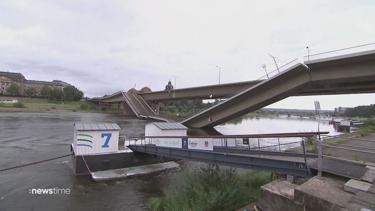 Schock in Dresden: Teile der Carolabrück stürzen in die Elbe